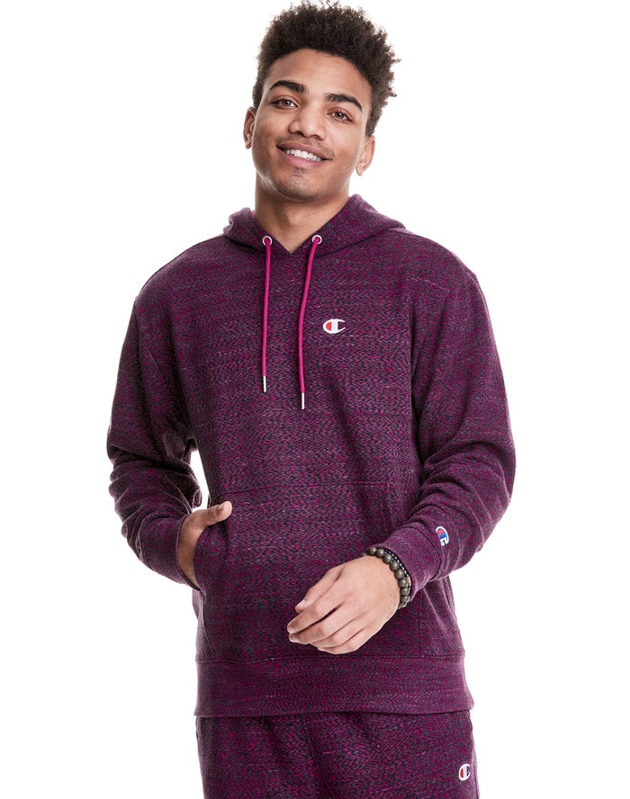 Champion Mens Hoodie NZ - Glitch French Terry Embroidered C Logo Purple ( 4157-XOZJD )